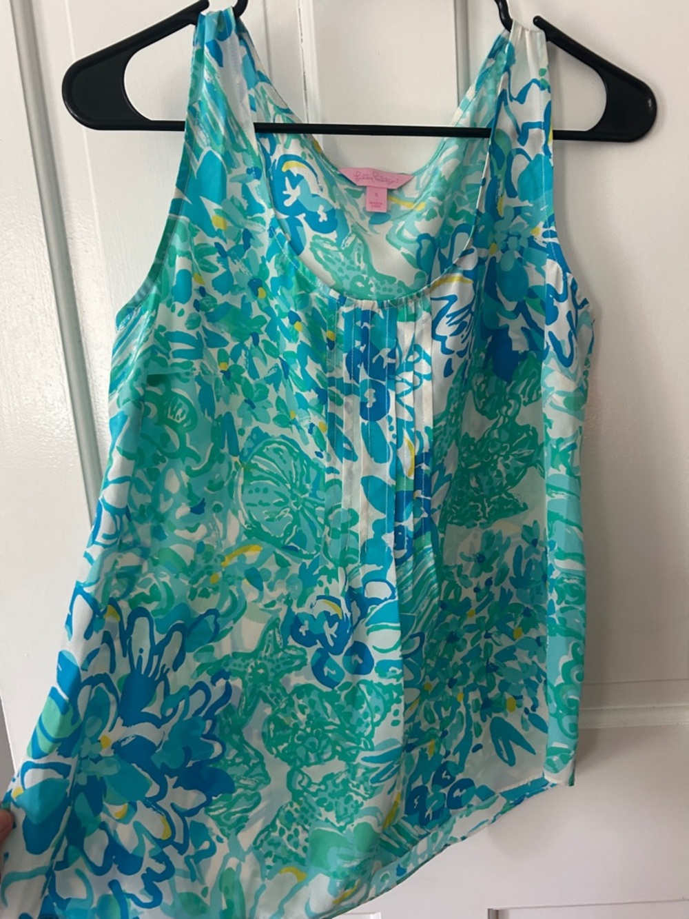 Lilly Pulitzer Aqua and Teal Floral Sleeveless Camisole